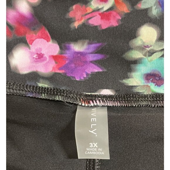 Vively Womens Skort 3X Black Floral Print With Zipper Pocket Stretch Material - Picture 8 of 10